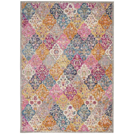 Palacedesigns 7 x 10 ft. Multi Color Muted Brights Floral Diamond Area Rug PA3656790